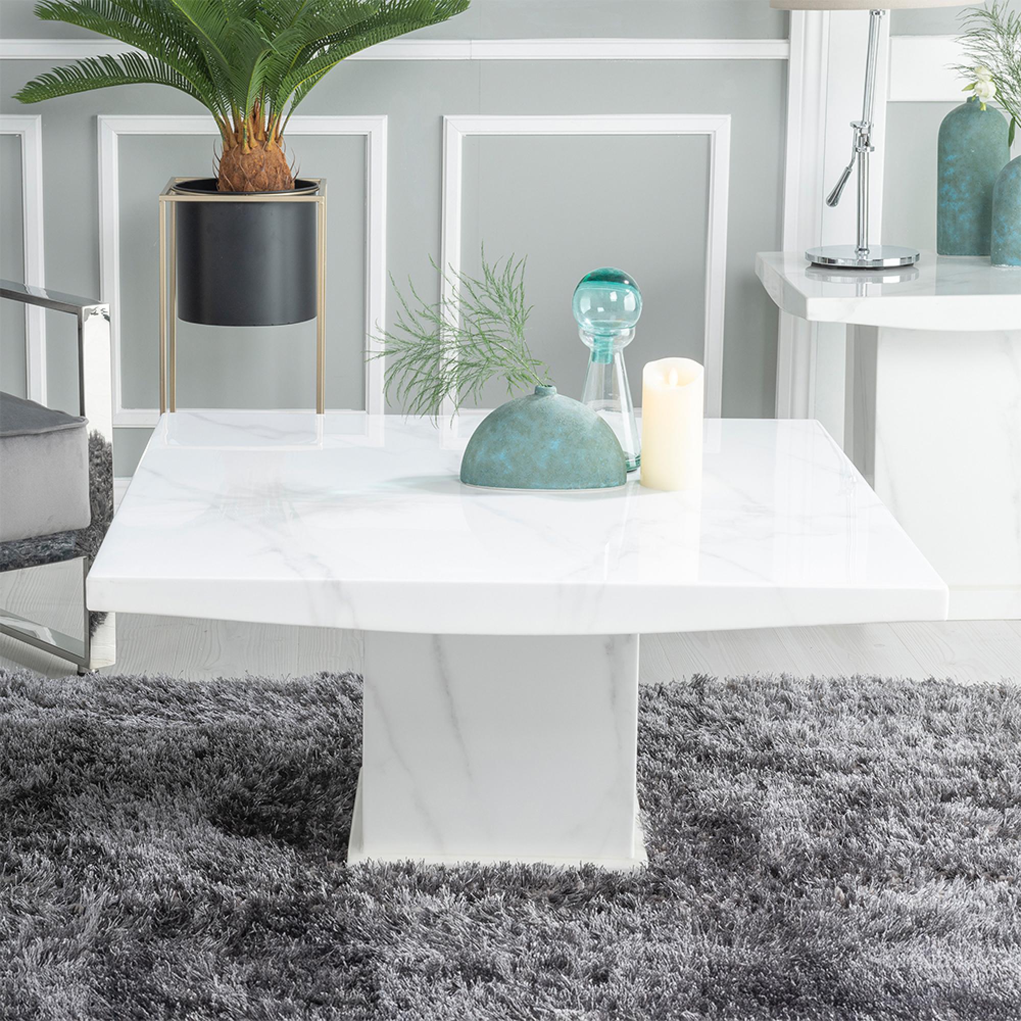 Turin Square White Marble Coffee Table