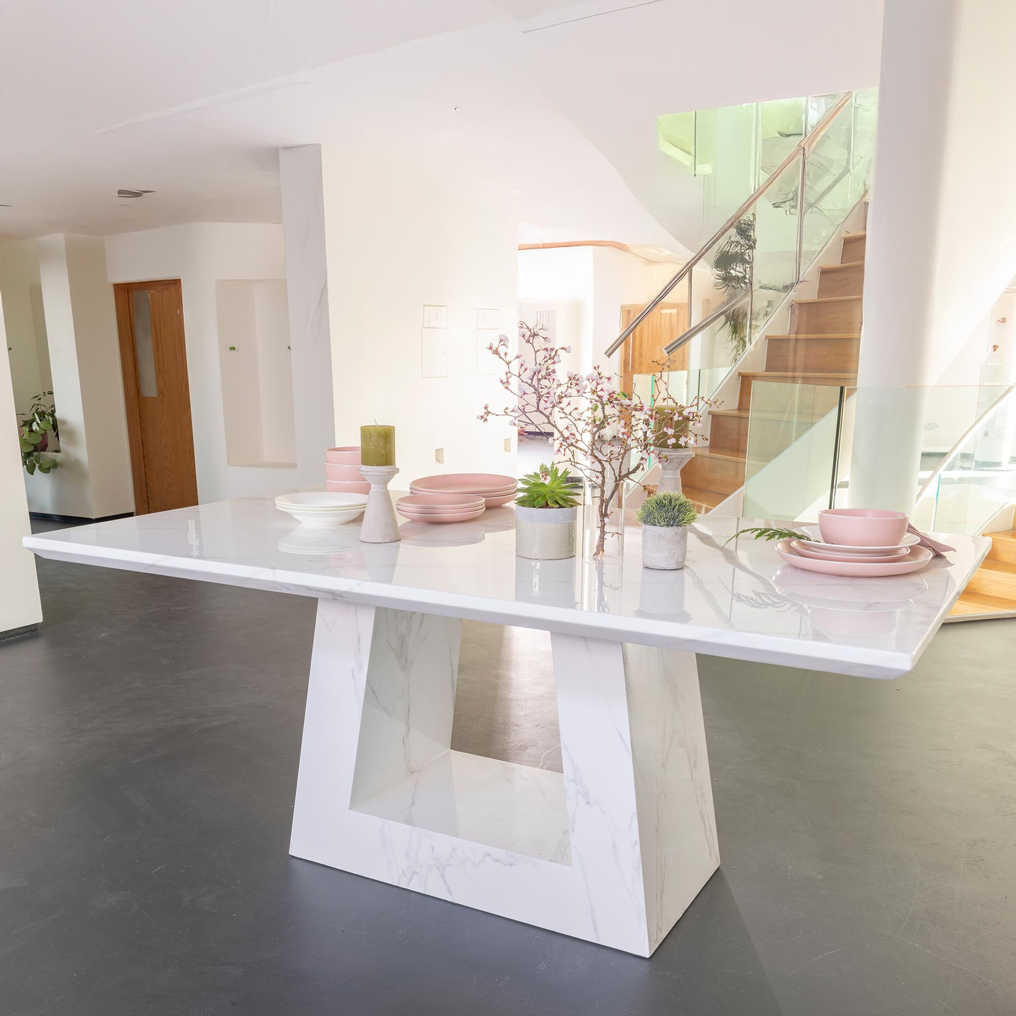 Milan White Marble Dining Table