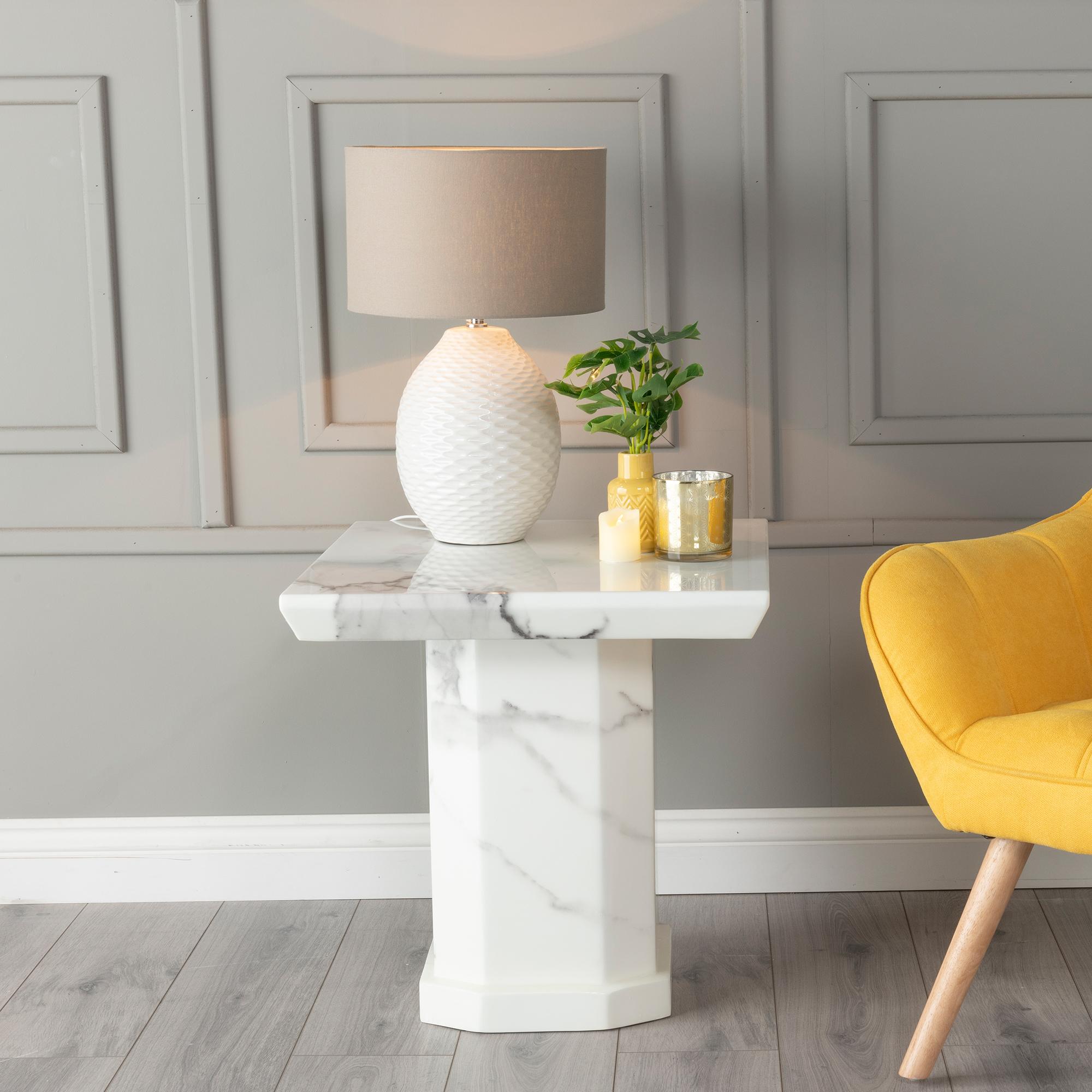 Naples White Marble Side Table
