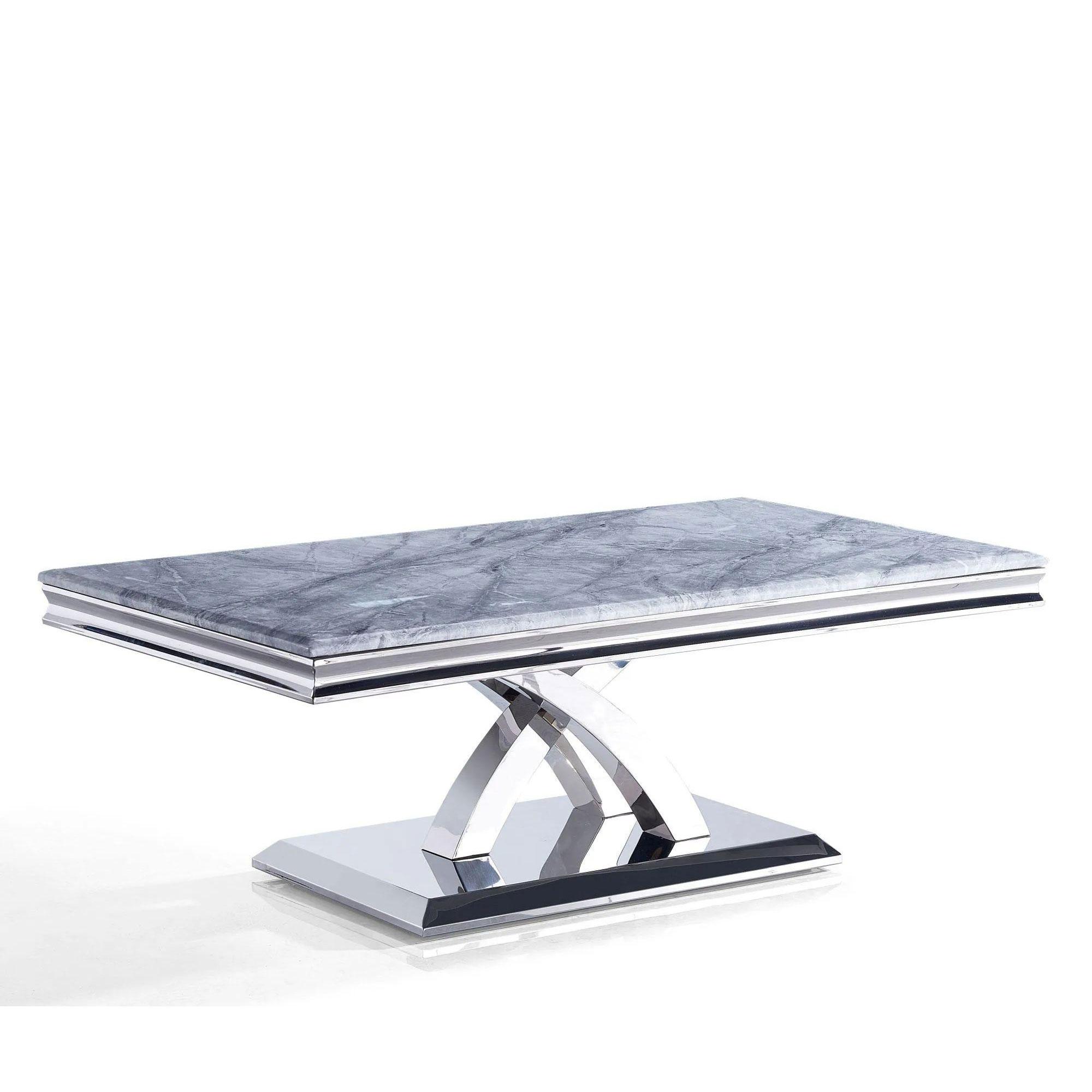 Lisbon Grey Marble and Chrome Coffee Table