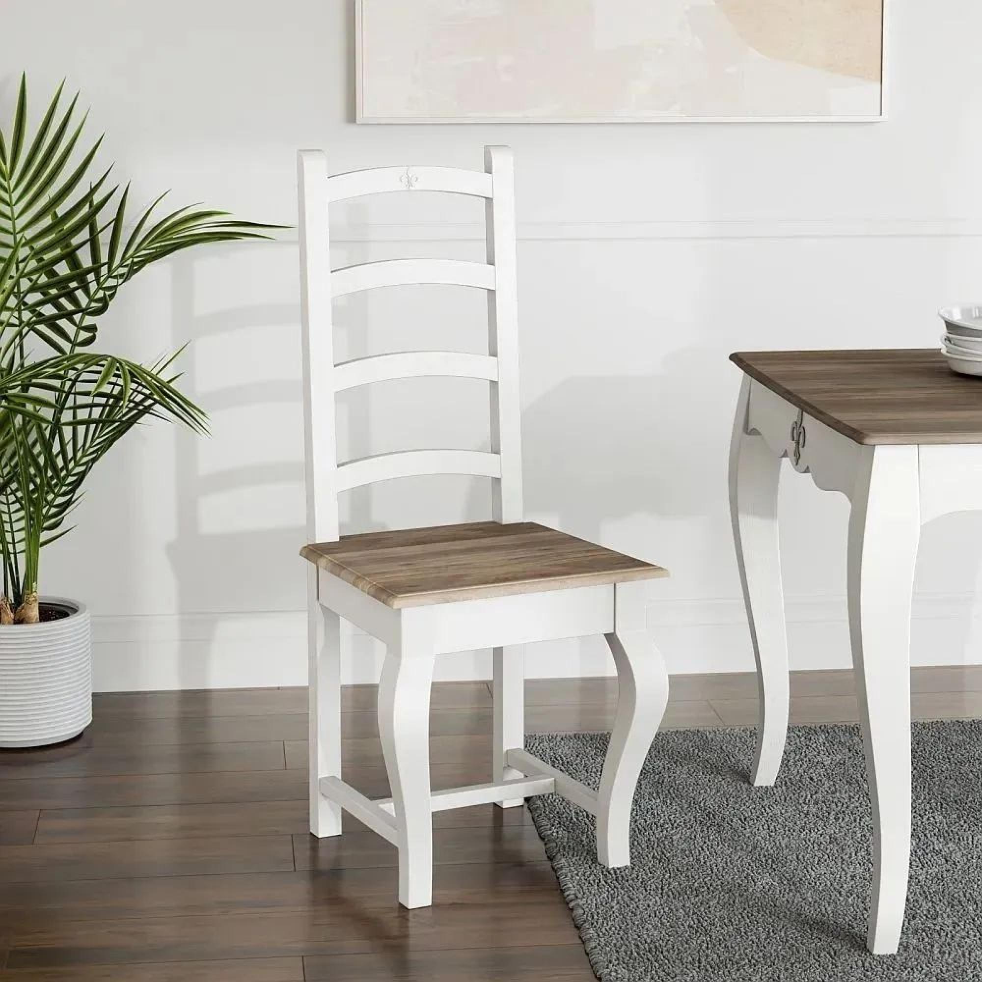 Clearance - Fleur French Style White Shabby Chic Ladder Back Dining Chair - Made in Solid Mango Wood - Brand New Item