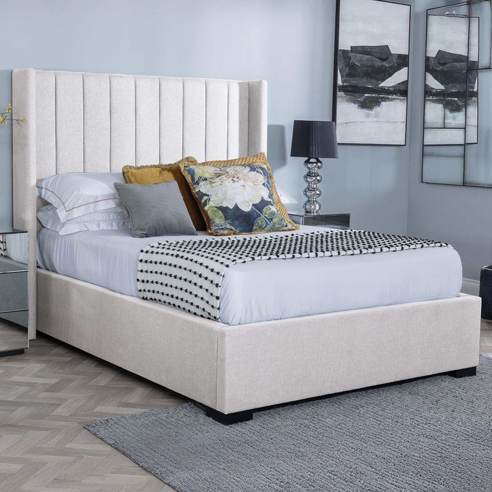 Annabelle Boucle Fabric Ottoman Storage Bed