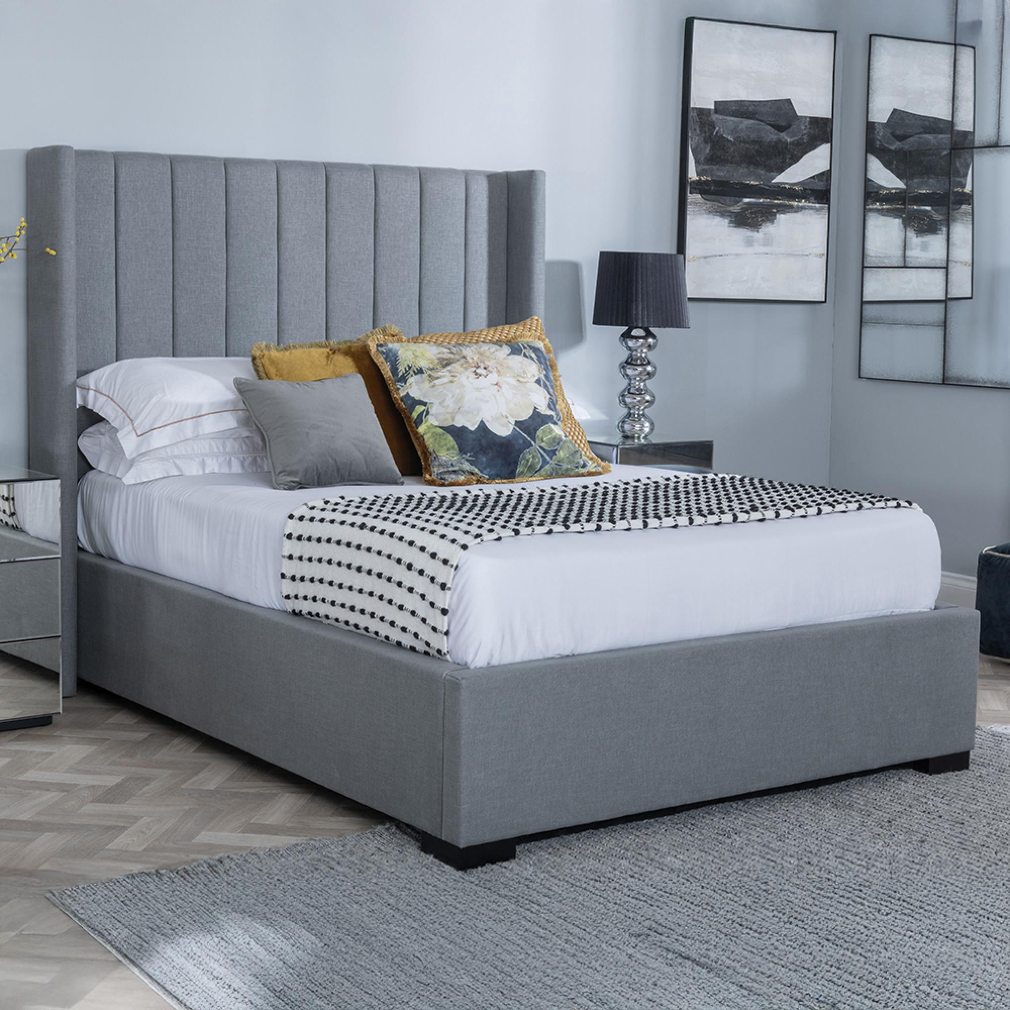 Annabelle Dark Grey Fabric Ottoman Storage Bed