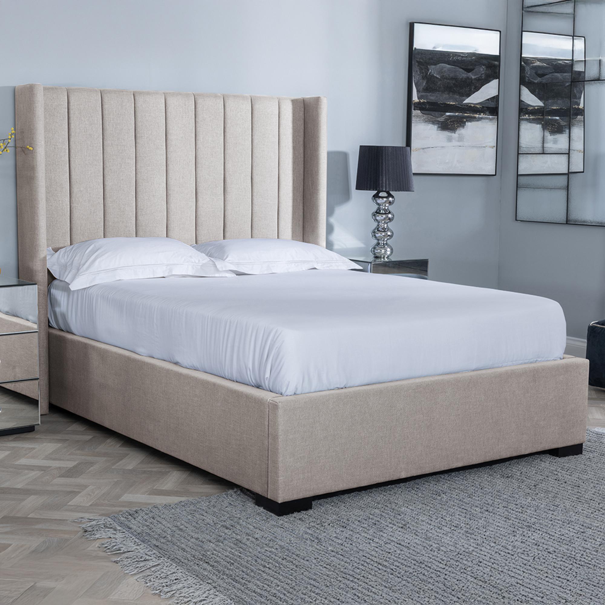 Annabelle Stone Grey Fabric Ottoman Storage Bed