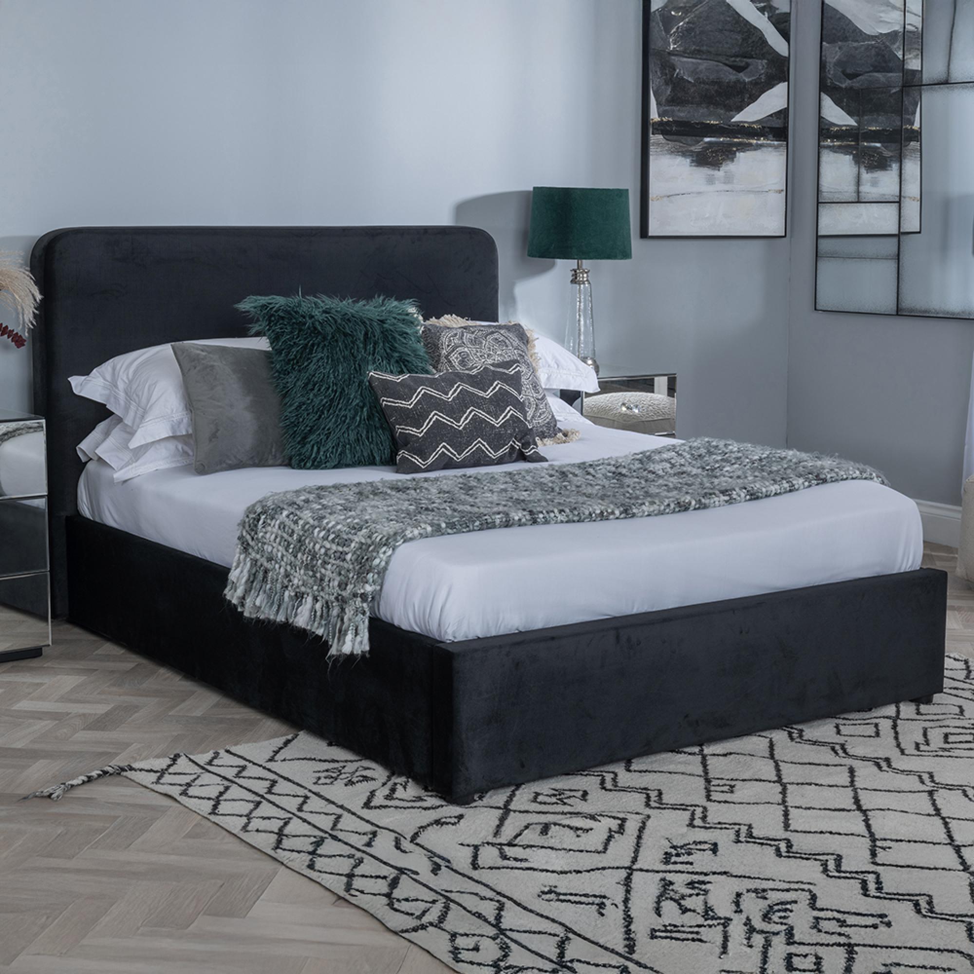 Ashby Black Fabric Ottoman Storage Bed