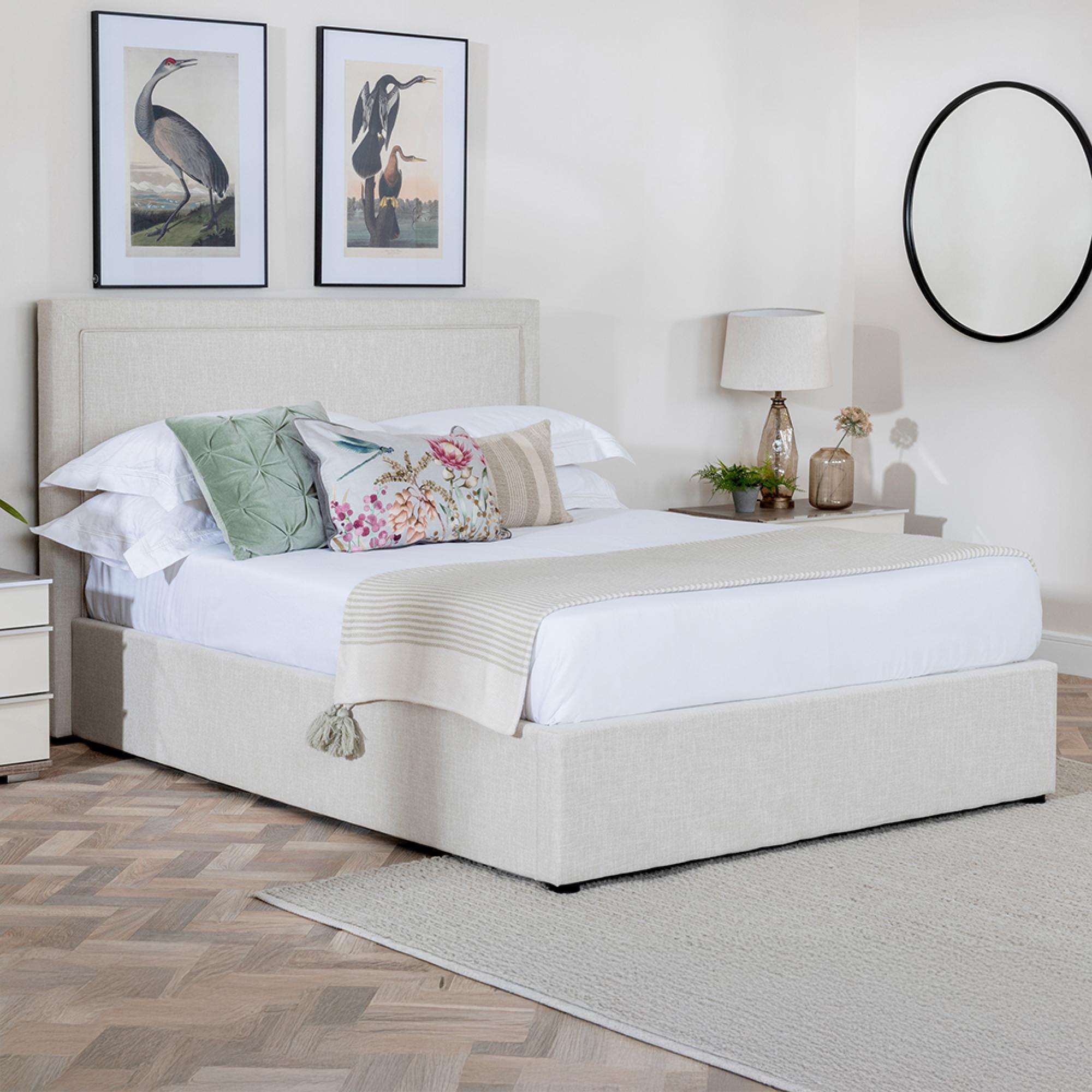 Sutton Natural Fabric Ottoman Storage Bed