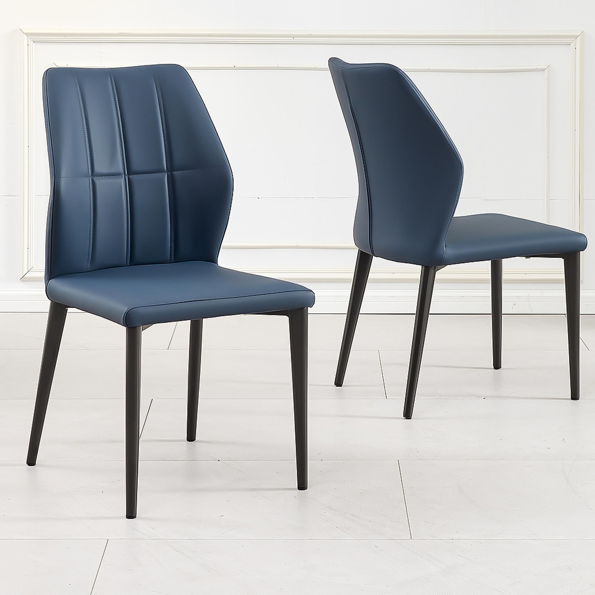Clearance - Harrow Blue Leather Dining Chair