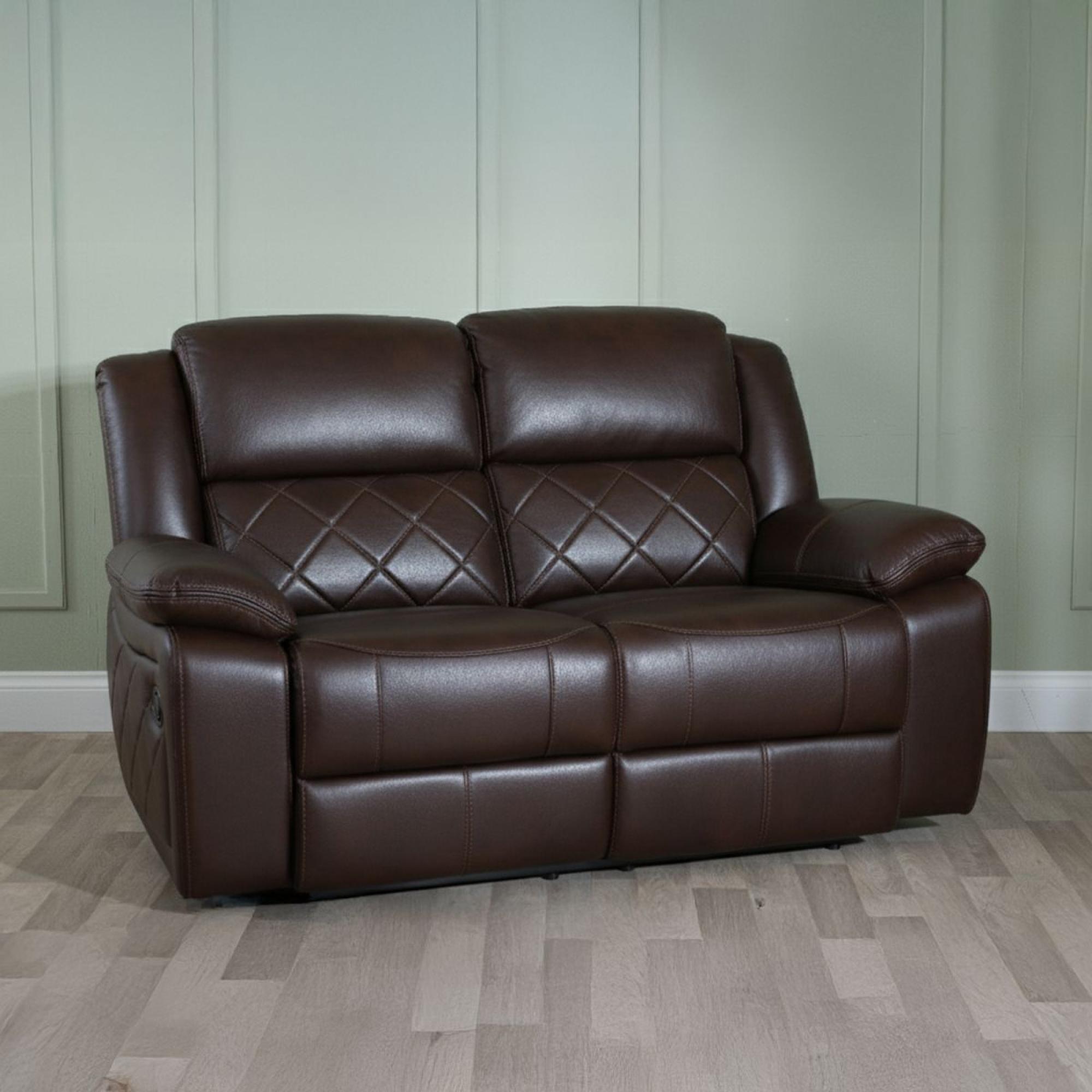 Bentley Brown Leather Seater Recliner Sofa