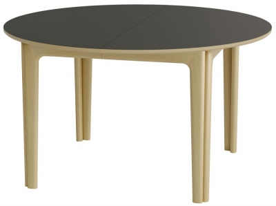 Product photograph of Clearance - Skovby Sm112 4 To 14 Seater Round Extending Dining Table - Black Nano Laminate With Oak White Oil-finish - Without Extra Leaf - B219 from Choice Furniture Superstore