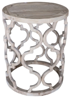 Product photograph of Asbury Old Elm In Grey Lime Finish Round Lattice Lamp Table - Georgian Style from Choice Furniture Superstore