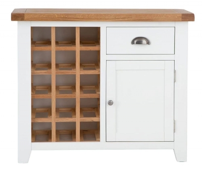 Product photograph of Lundy White And Oak Small Sideboard Wine Rack from Choice Furniture Superstore