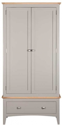 Product photograph of Lowell Grey And Oak Double Wardrobe 2 Doors With 1 Bottom Storage Drawer from Choice Furniture Superstore