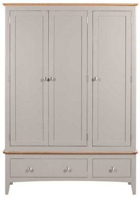 Product photograph of Lowell Grey And Oak Triple Wardrobe 3 Doors With 2 Bottom Storage Drawers from Choice Furniture Superstore