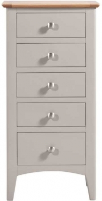 Product photograph of Lowell Grey And Oak Narrow Chest 5 Drawers Tallboy from Choice Furniture Superstore