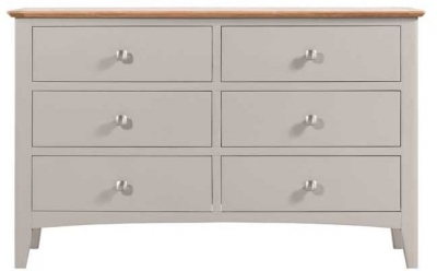 Product photograph of Lowell Grey And Oak Wide Chest 6 Drawers from Choice Furniture Superstore