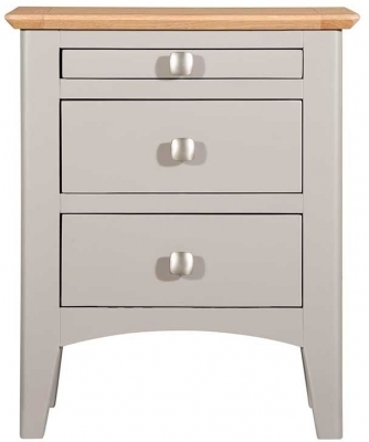 Lowell Grey and Oak Bedside Cabinet, 2 Drawers with Pull Out Tray