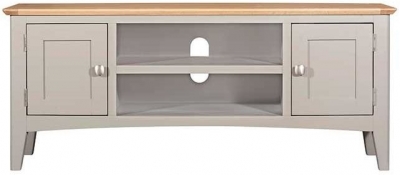 Lowell Grey And Oak Large Tv Unit 120cm W With Storage For Television Upto 43in Plasma