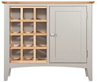 Product photograph of Lowell Grey And Oak Wine Rack Small Sideboard from Choice Furniture Superstore