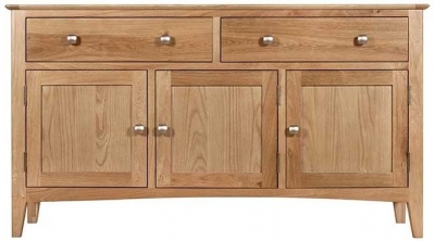 Product photograph of Lowell Natural Oak Medium Sideboard 140cm W With 3 Doors And 2 Drawers from Choice Furniture Superstore