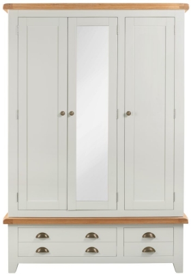 Product photograph of Lundy Grey And Oak Triple Wardrobe 3 Doors With 2 Bottom Storage Drawers from Choice Furniture Superstore