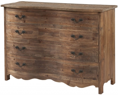 Product photograph of Renton Reclaimed Oak Wide Chest 4 Drawers - Victorian Style from Choice Furniture Superstore