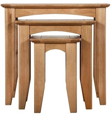 Product photograph of Lowell Natural Oak Nest Of Tables Set Of 3 from Choice Furniture Superstore