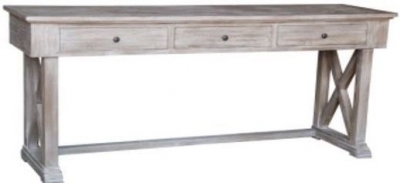 Asbury Whitewashed Console Table with 3 Drawers - Georgian Style