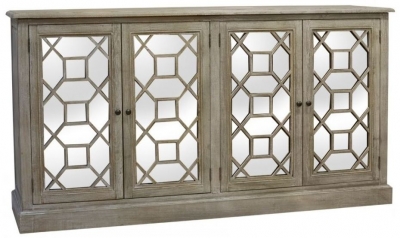 Asbury Whitewashed Sideboard 4 Mirrored Doors Georgian Style