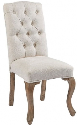 Asbury Natural Dining Chair Tufted Linen Fabric Upholstered Sold In Pairs