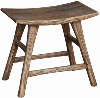 Product photograph of Renton Old Elm Curved Stool - Victorian Style from Choice Furniture Superstore