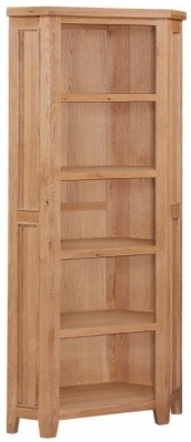 Product photograph of Clearance - Canterbury Oak Corner Bookcase 180cm Tall - Fss14792 from Choice Furniture Superstore