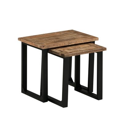 Preston Industrial Style Rustic Nest Of 2 Table