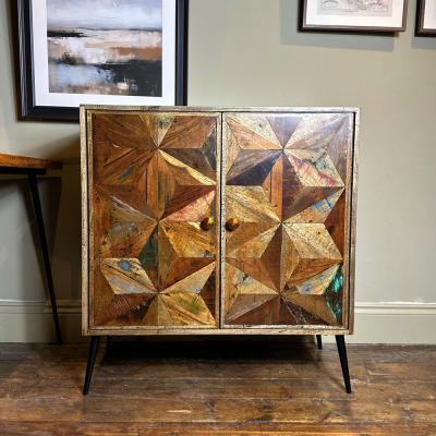 Juan Butterfly Parquet Sheesham Wood 2 Door Small Sideboard 90cm