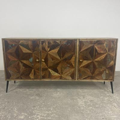Juan Butterfly Parquet Sheesham Wood 3 Door Large Sideboard 170cm