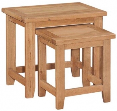 Product photograph of Appleby Petite Oak Nest Of Tables Set Of 2 from Choice Furniture Superstore