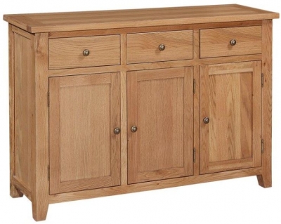 Product photograph of Appleby Petite Oak Medium Sideboard 128cm With 3 Doors And 3 Drawers from Choice Furniture Superstore