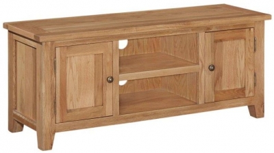 Appleby Petite Oak Large TV Unit, 121cm with Storage for Television Upto 43in Plasma