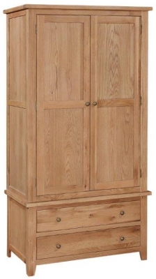 Product photograph of Appleby Petite Oak Double Wardrobe 2 Doors With 2 Bottom Storage Drawers from Choice Furniture Superstore