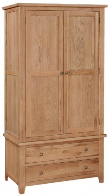 Appleby Petite Oak Double Wardrobe, 2 Doors with 2 Bottom Storage Drawers