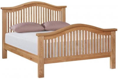 Appleby Oak Bed Frame, High Foot End with Curved Slatted Headboard