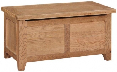 Appleby Oak Blanket Box, Ottoman Style Storage Chest with Top Lid Opening