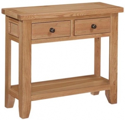 Product photograph of Appleby Oak Console Table With 2 Drawers from Choice Furniture Superstore