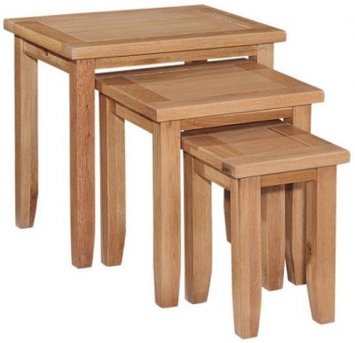 Product photograph of Appleby Oak Nest Of Tables Set Of 3 from Choice Furniture Superstore