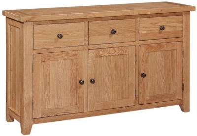 Product photograph of Appleby Oak Medium Sideboard 149cm With 3 Doors And 3 Drawers from Choice Furniture Superstore