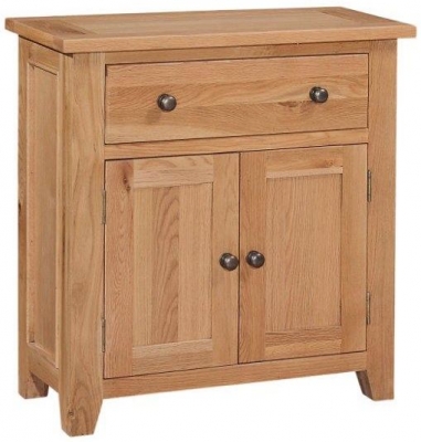 Product photograph of Appleby Oak Compact Sideboard 80cm With 2 Doors And 1 Drawer from Choice Furniture Superstore