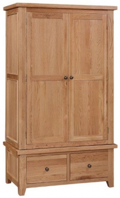 Product photograph of Appleby Oak Double Wardrobe 2 Doors With 1 Bottom Storage Drawer from Choice Furniture Superstore