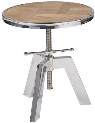 Product photograph of Asbury Old Elm Tripod Lamp Table With Stainless Steel Base - Georgian Style from Choice Furniture Superstore