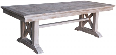 Asbury Whitewashed Dining Table, 240cm Seats 10 Diners with Double Pedestal Base - Georgian Style
