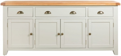 Lundy Grey and Oak Large Sideboard, 177cm W with 4 Doors and 3 Drawer