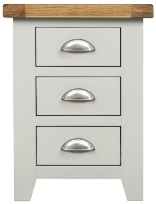 Lundy Grey and Oak Bedside Cabinet, 3 Drawers